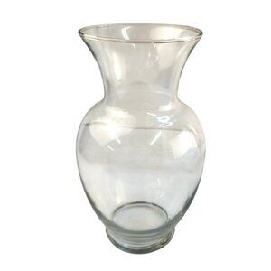 Clear Glass Gathering Vase With Flared Top & Rounded Base 11 Inches Tall Elegant